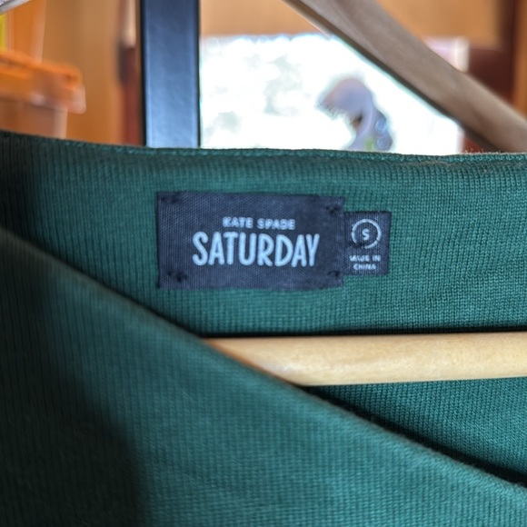 Kate Spade Saturday Dress 100% Cotton Hunter Green Asymmetrical Neck Size Small - Picture 4 of 6